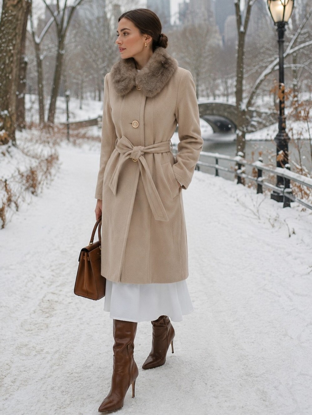 Max Mara Wool Coat With Fur Collar sz 6